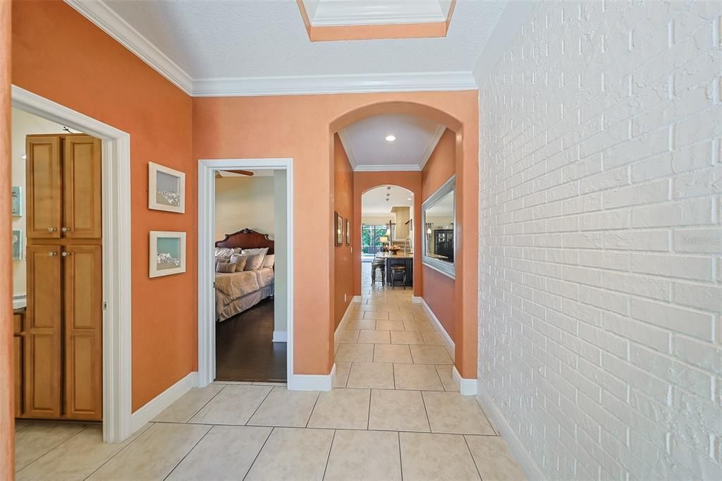 Bedroom, Interior, Recessed Lighting, Stone Walls