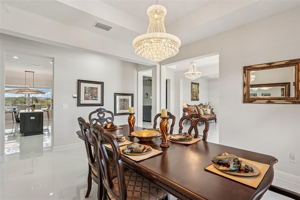 Chandelier, Dining room, Interior, Recessed Lighting