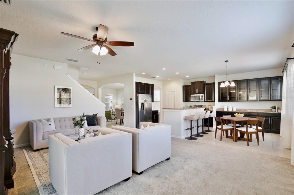 Dining room, Interior, Kitchen, Living room, Pendant Lights, Recessed Lighting