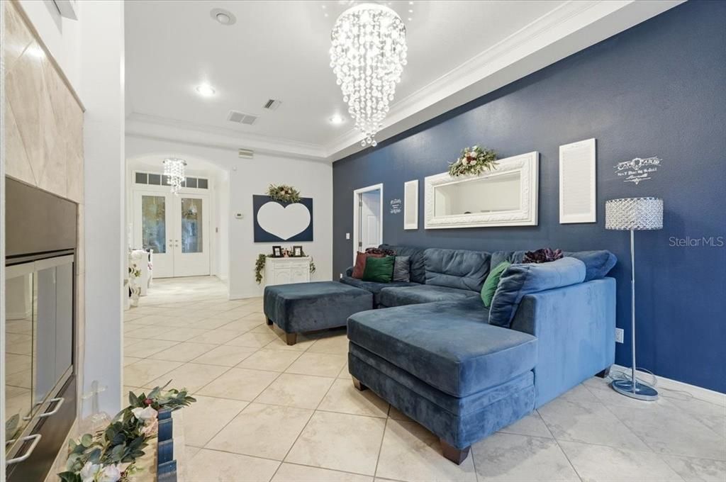 Chandelier, Interior, Living room, Recessed Lighting