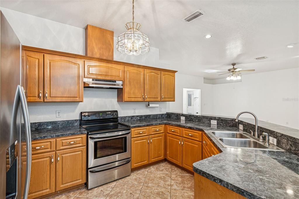 Interior, Kitchen, Pendant Lights, Recessed Lighting, Stainless Steel Appliances