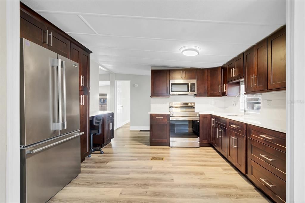 Interior, Kitchen, Stainless Steel Appliances, Wood Texture Flooring