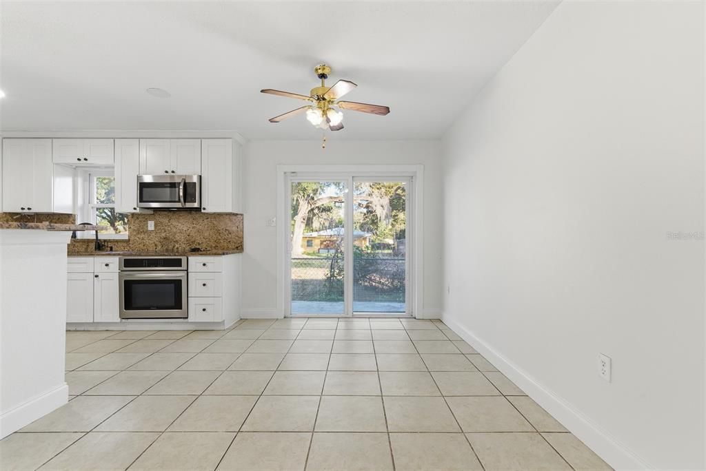 Empty room, Interior, Kitchen, Recessed Lighting, Stainless Steel Appliances