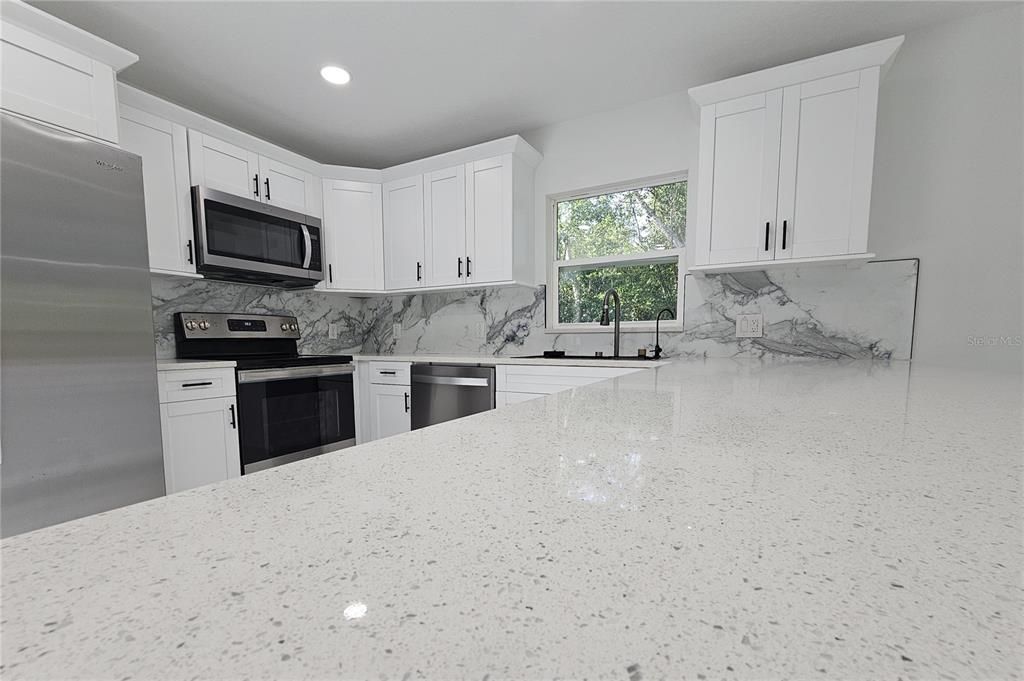 Interior, Kitchen, Marble Walls, Recessed Lighting