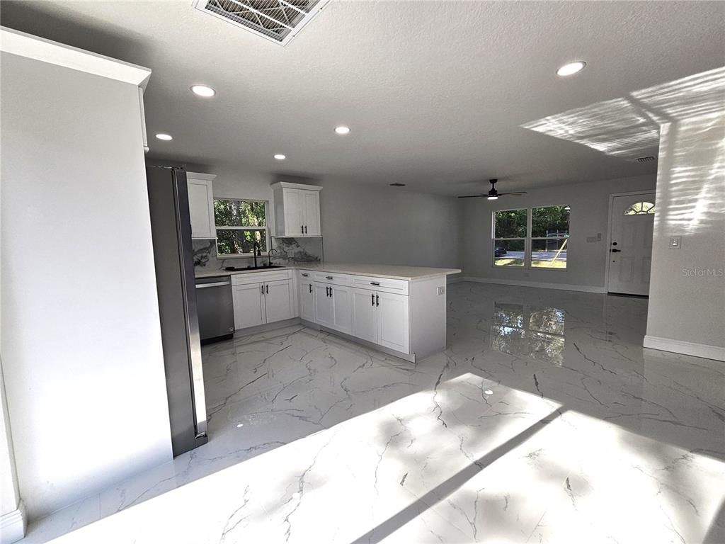 Interior, Kitchen, Marble, Recessed Lighting