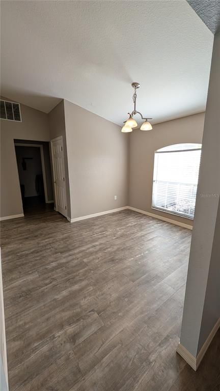 Empty room, Interior, Pendant Lights, Wood Texture Flooring