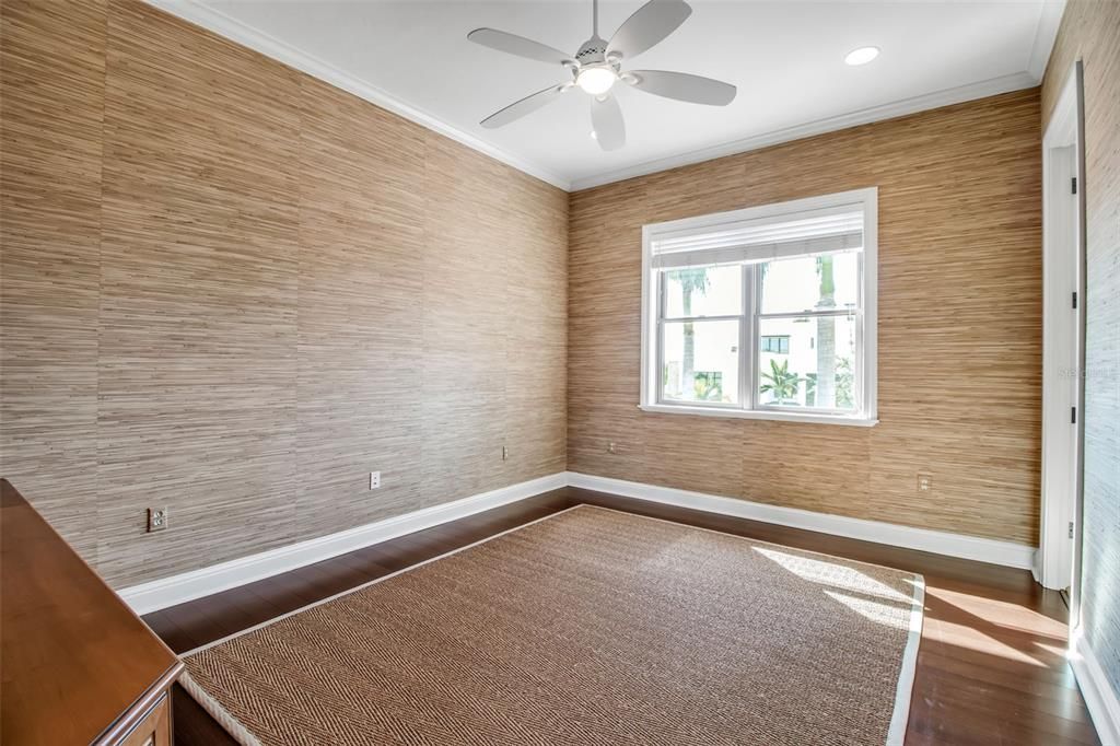 Empty room, Interior, Recessed Lighting, Wood Texture Flooring, Wooden Walls