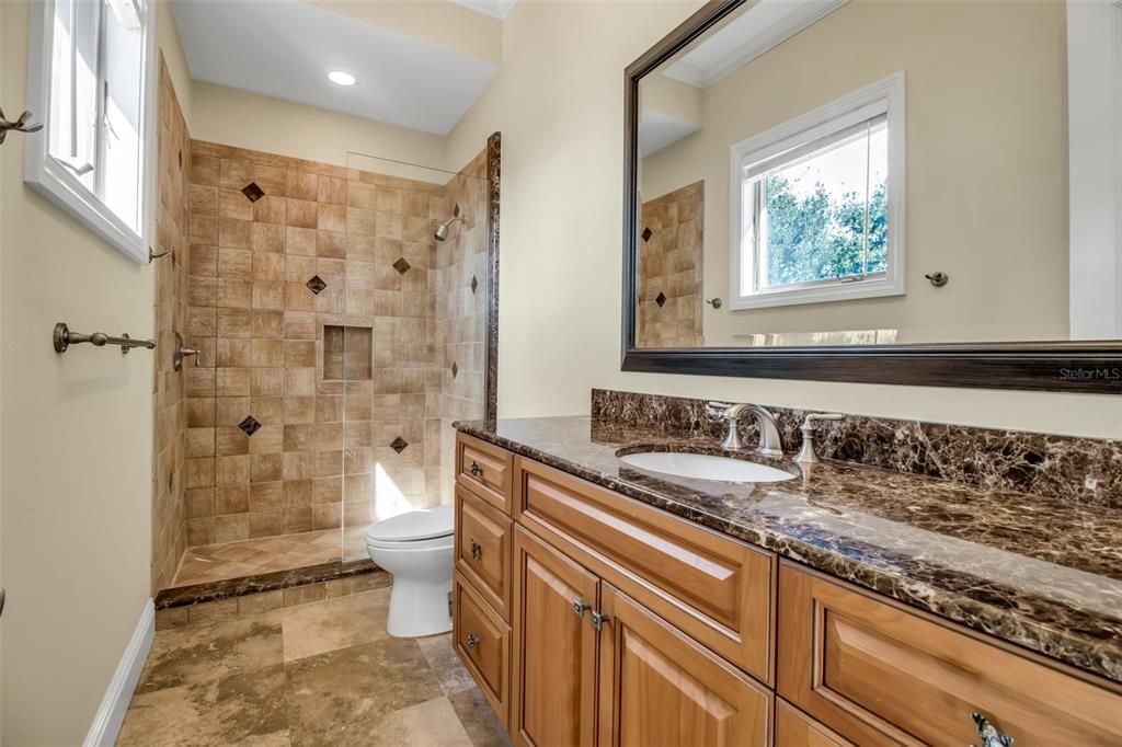 Bathroom, Glass Shower, Interior, Recessed Lighting