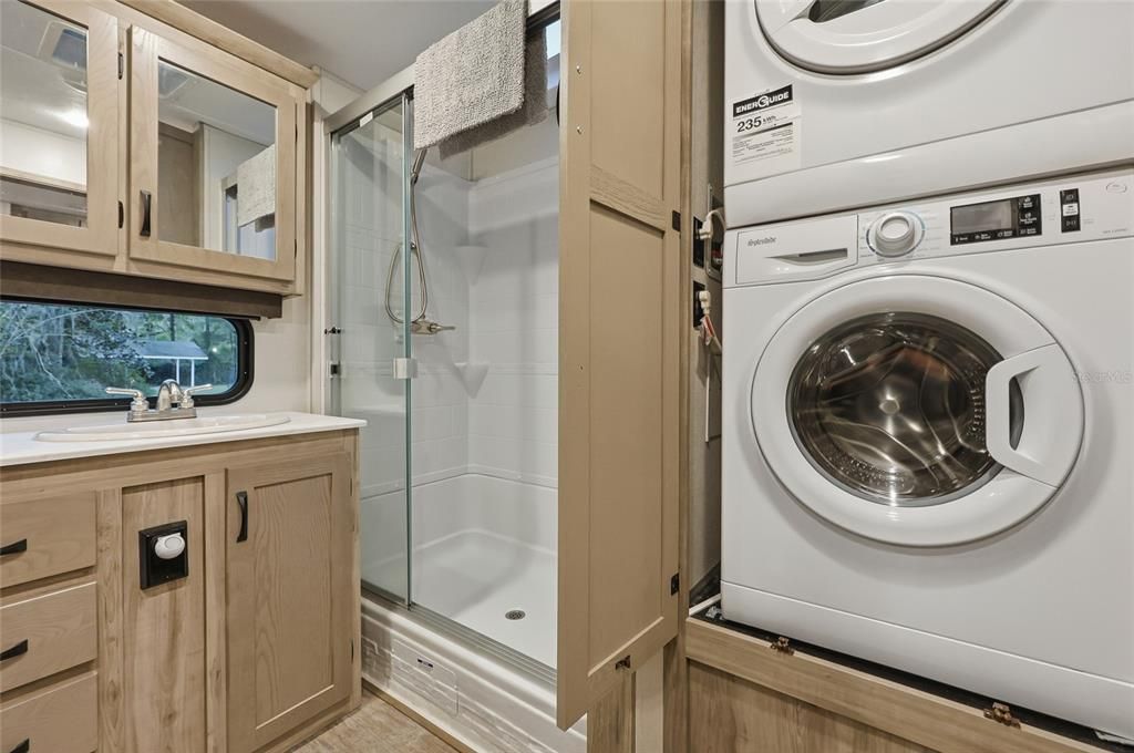 Bathroom, Glass Shower, Interior, Washer