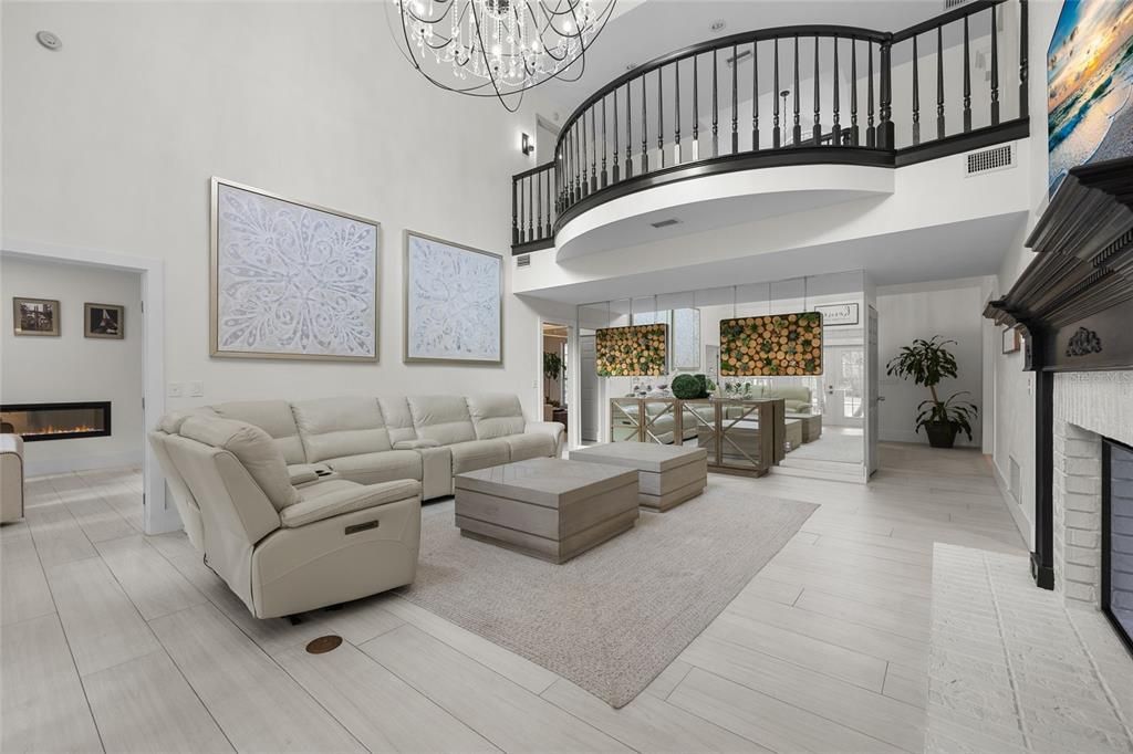 Chandelier, Fireplace, Interior, Living room, Wood Texture Flooring