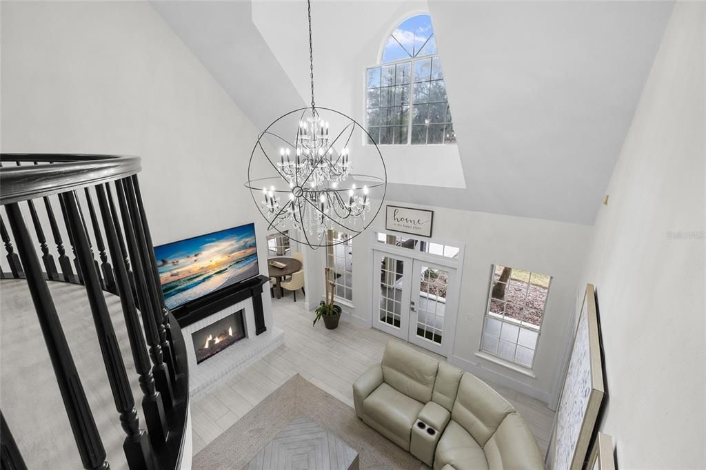 Fireplace, Interior, Living room, Pendant Lights