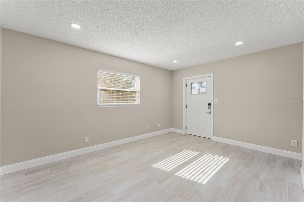 Empty room, Interior, Recessed Lighting, Wood Texture Flooring