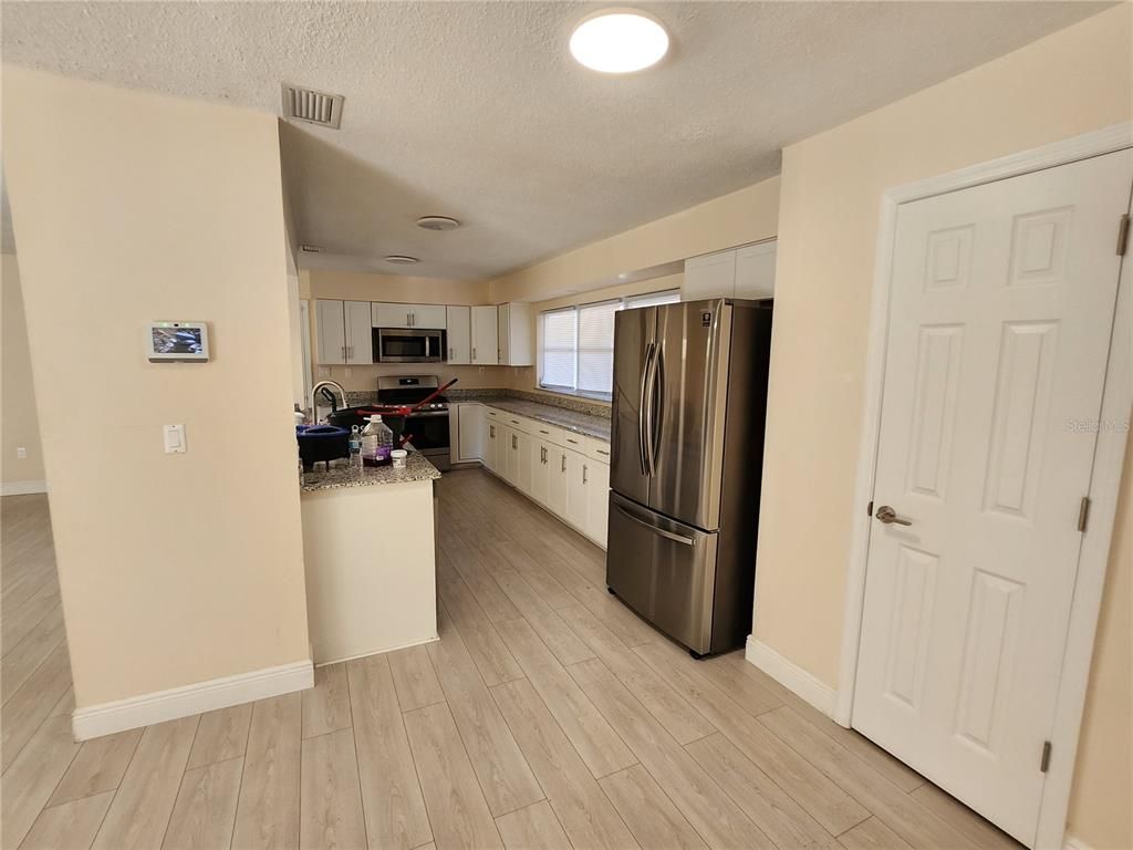 Interior, Kitchen, Recessed Lighting, Wood Texture Flooring