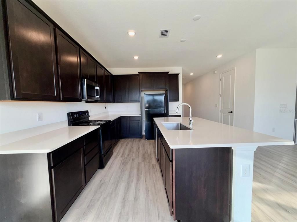 Interior, Kitchen, Recessed Lighting, Wood Texture Flooring