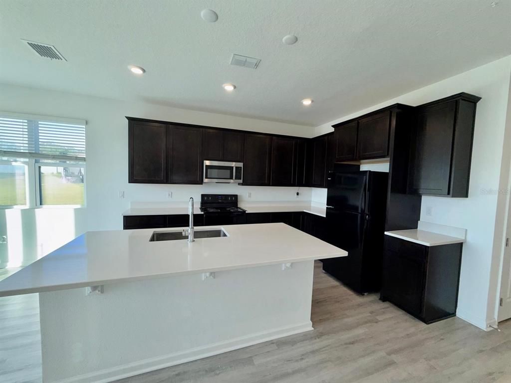 Interior, Kitchen, Recessed Lighting, Wood Texture Flooring