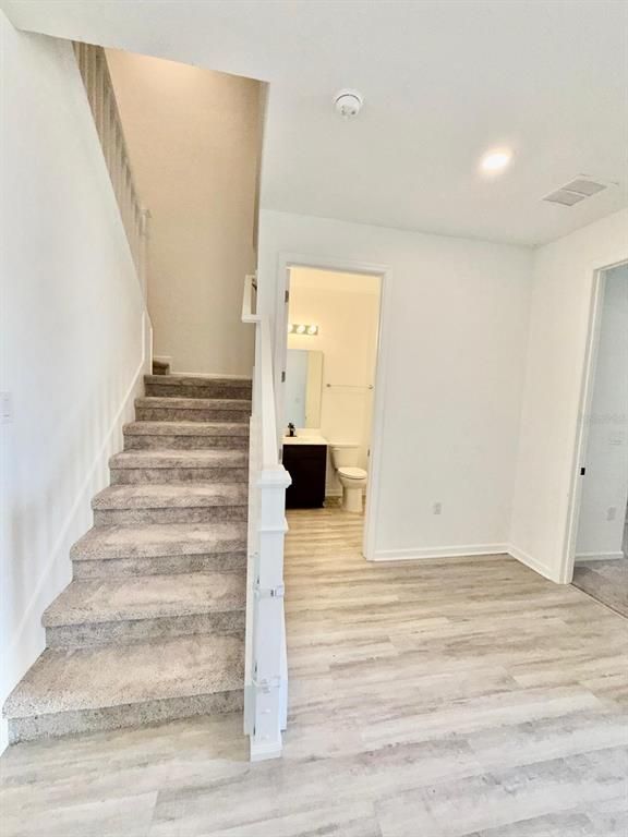 Bathroom, Interior, Recessed Lighting, Wood Texture Flooring