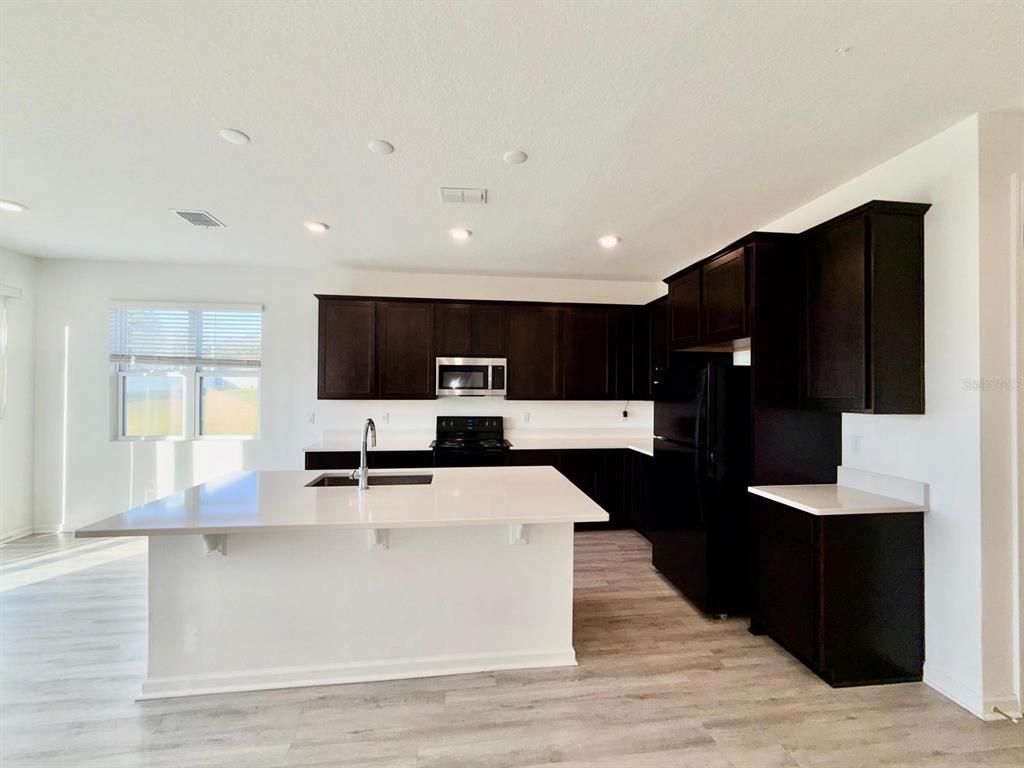 Interior, Kitchen, Recessed Lighting, Wood Texture Flooring