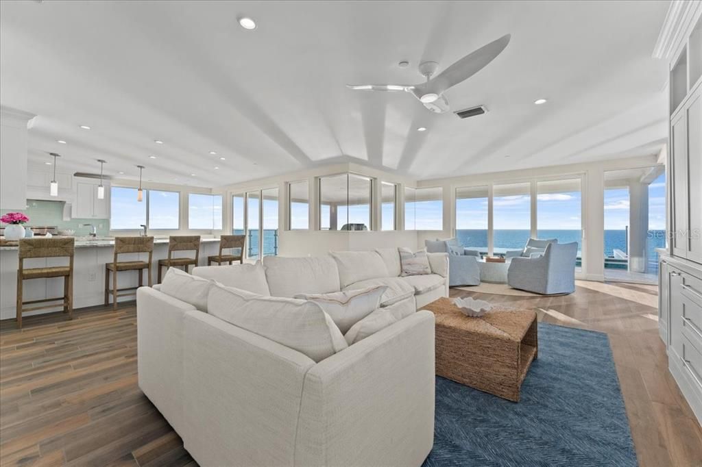 Dining room, Interior, Kitchen, Living room, Pendant Lights, Recessed Lighting, Water, Wood Texture Flooring