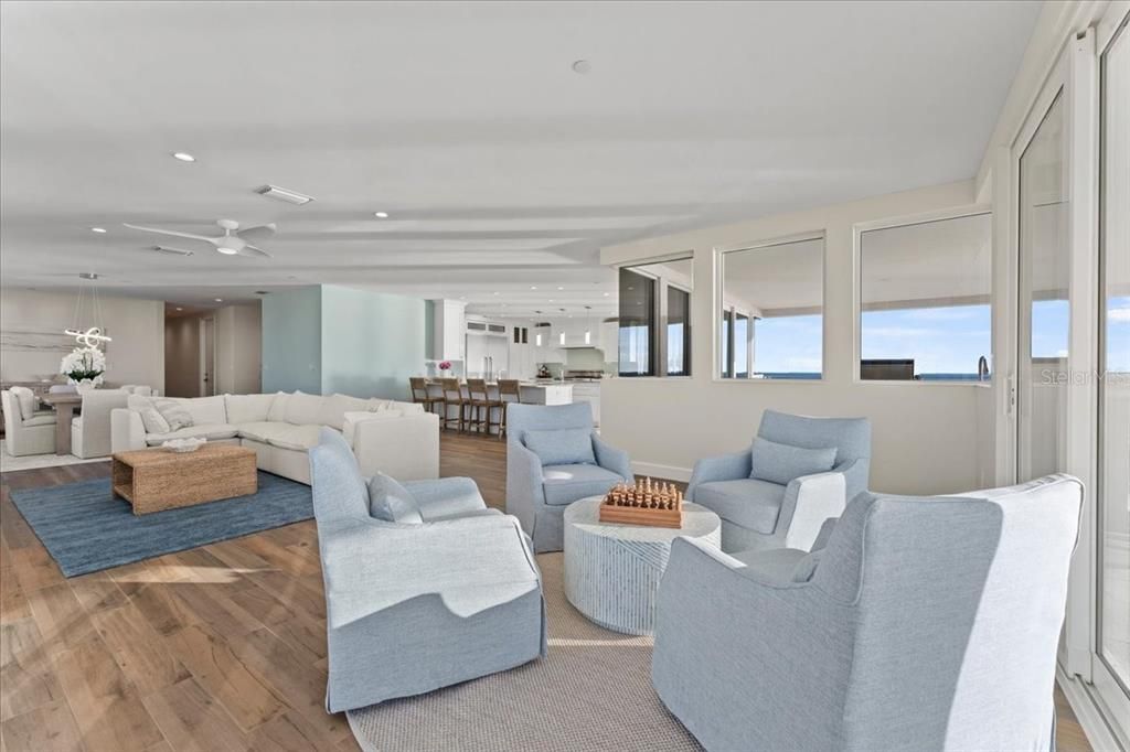 Dining room, Interior, Kitchen, Living room, Pendant Lights, Recessed Lighting, Wood Texture Flooring