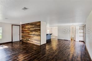 Empty room, Interior, Recessed Lighting, Wood Texture Flooring, Wooden Walls