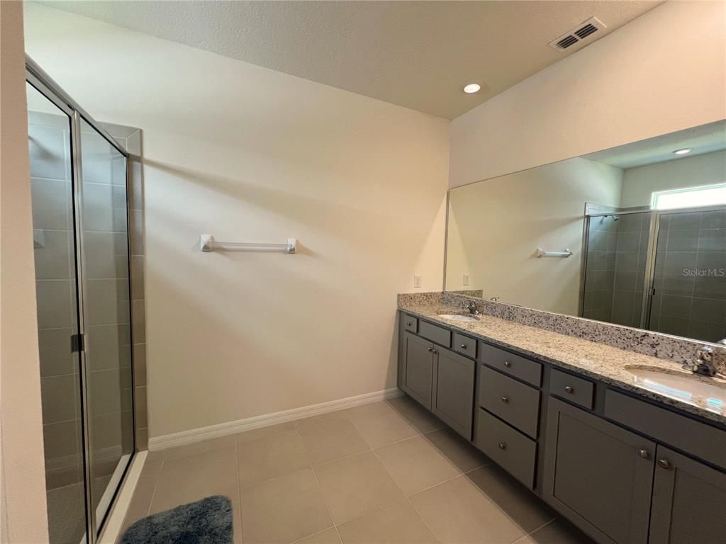 Bathroom, Dual Sink Vanities, Glass Shower, Interior, Recessed Lighting