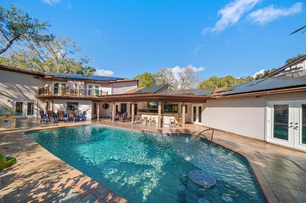 Exterior, Pool, Solar Panels