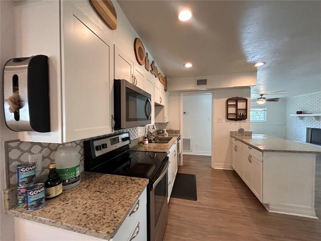 Interior, Kitchen, Recessed Lighting, Wood Texture Flooring