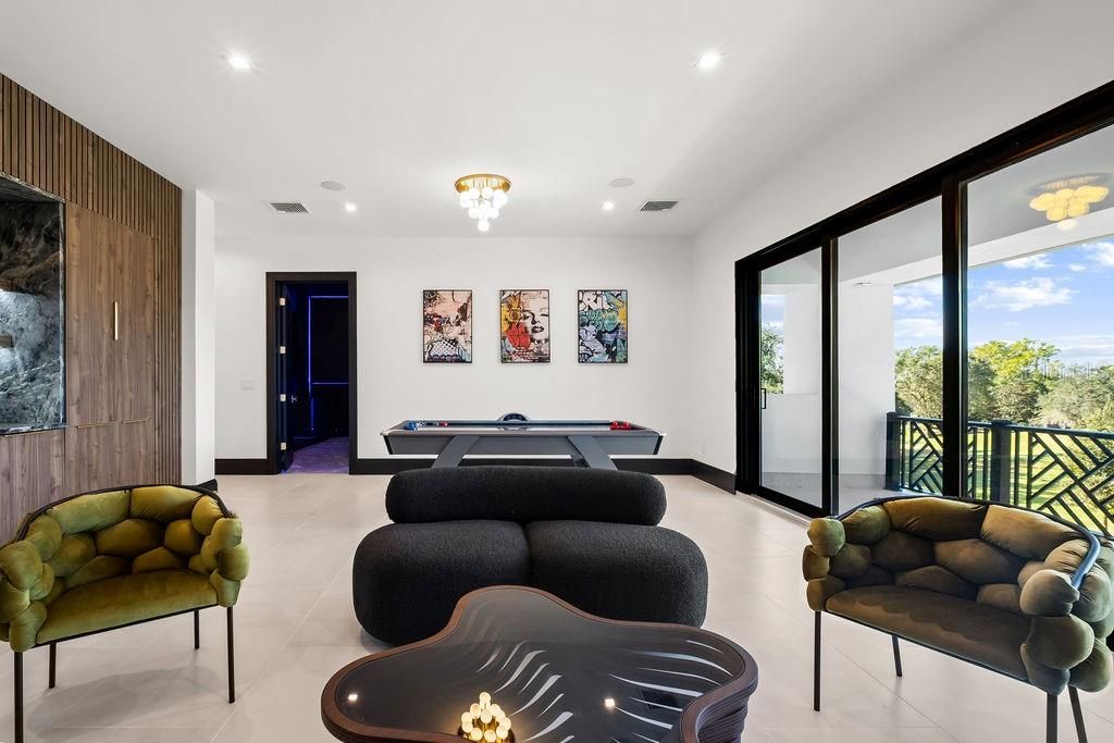 Billiard Table, Game Room, Interior, Recessed Lighting