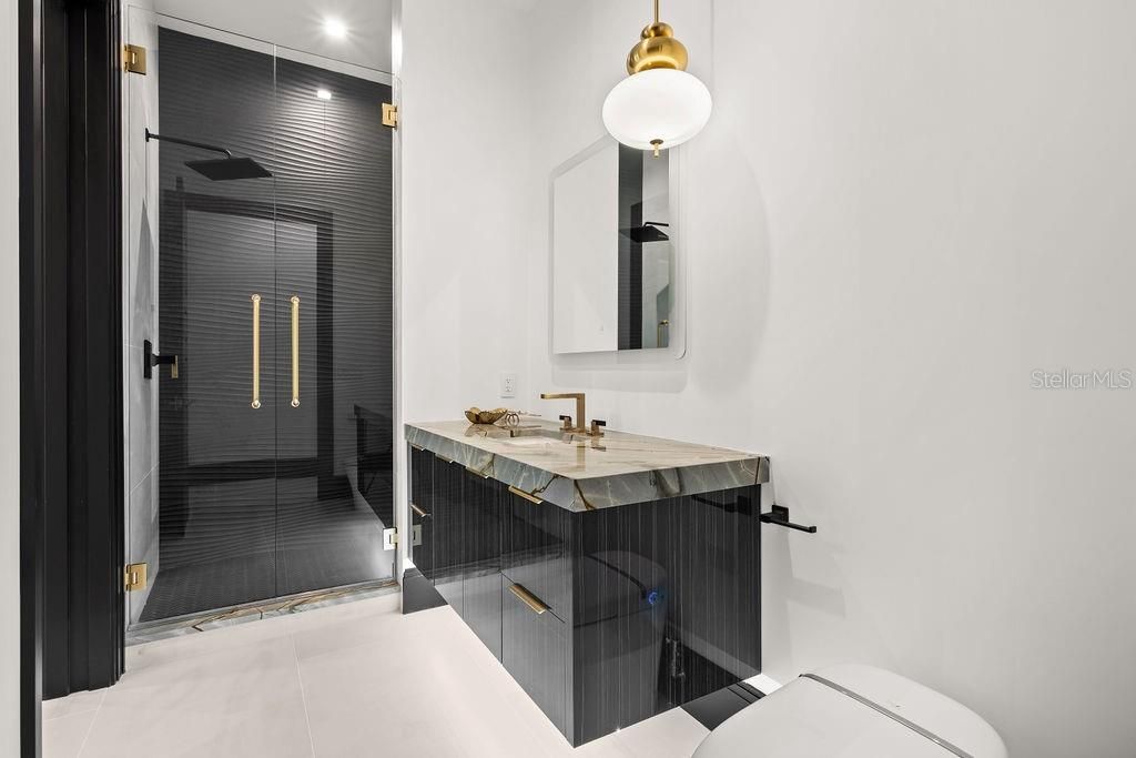 Bathroom, Glass Shower, Interior, Recessed Lighting