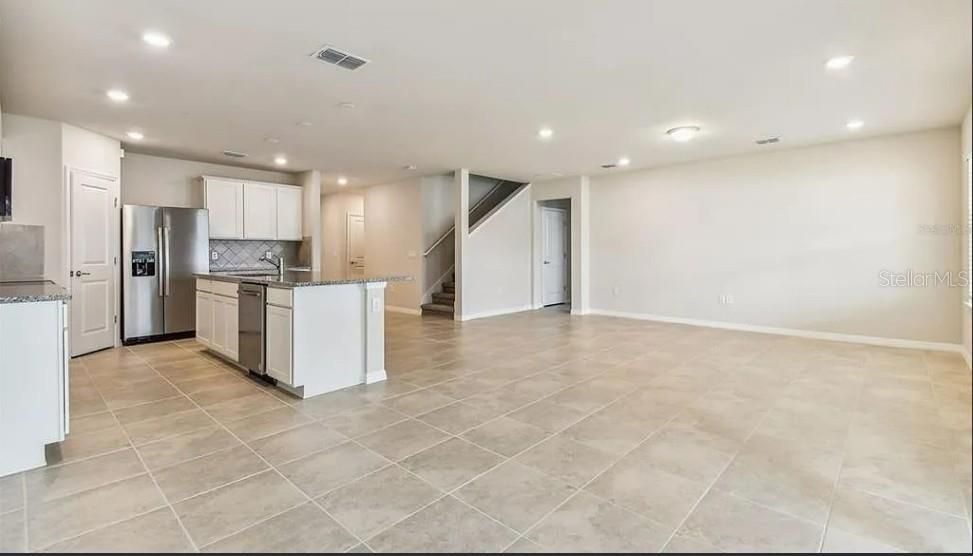 Empty room, Interior, Kitchen, Recessed Lighting, Stainless Steel Appliances
