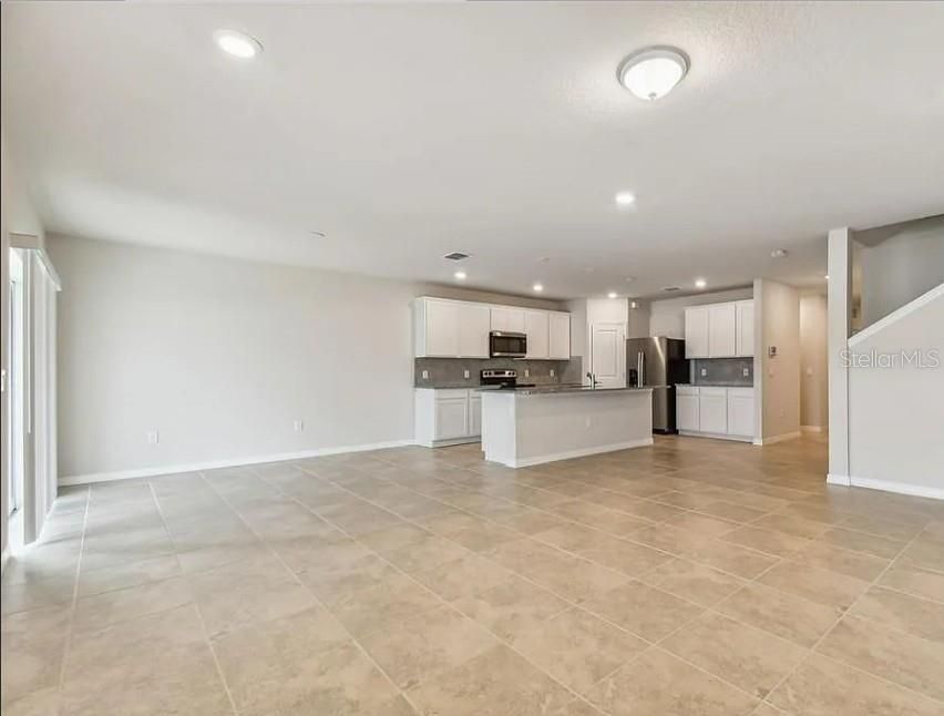 Empty room, Interior, Kitchen, Recessed Lighting, Stainless Steel Appliances