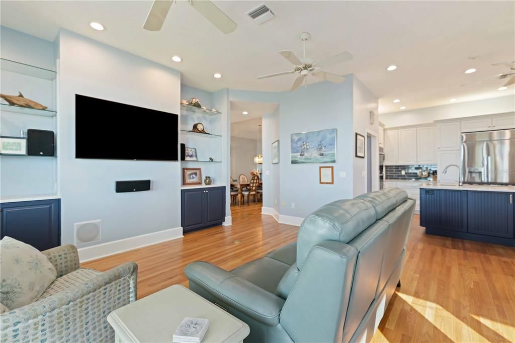 Interior, Kitchen, Living room, Recessed Lighting, Stainless Steel Appliances, Wood Texture Flooring