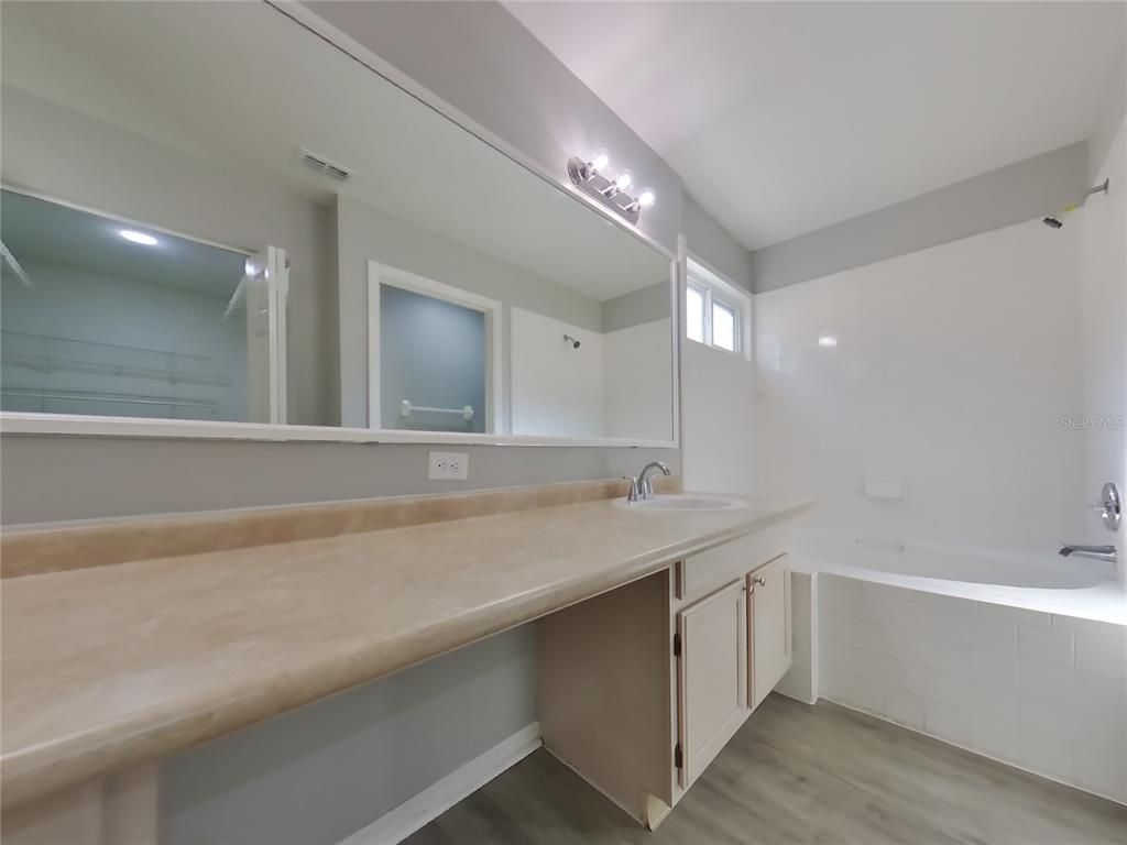 Bathroom, Interior, Recessed Lighting, Wood Texture Flooring