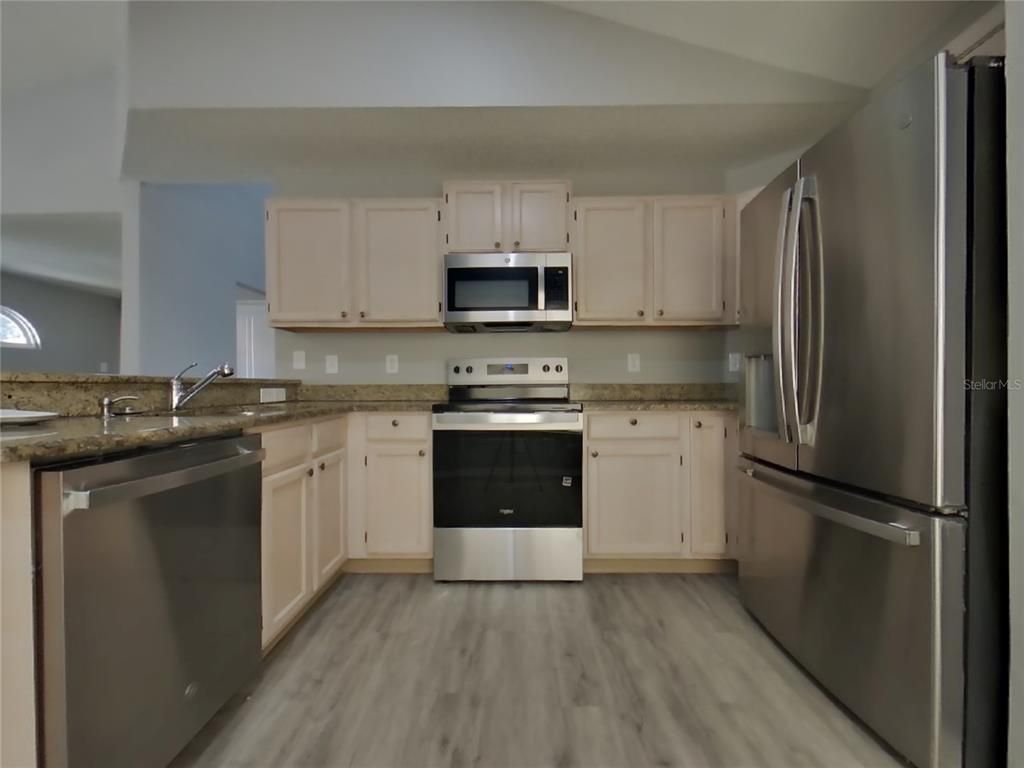 Interior, Kitchen, Stainless Steel Appliances, Wood Texture Flooring