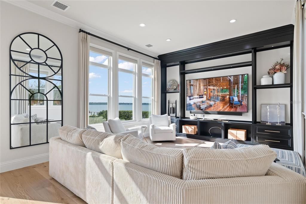 Interior, Living room, Recessed Lighting, Water, Wood Texture Flooring