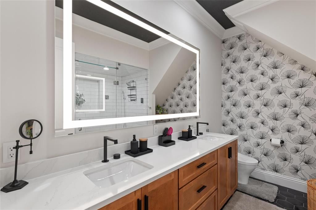 Bathroom, Dual Sink Vanities, Glass Shower, Interior