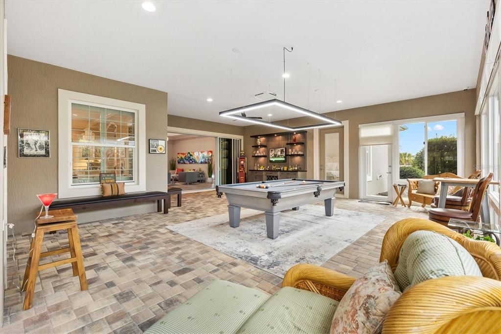 Billiard Table, Game Room, Interior, Pendant Lights, Recessed Lighting