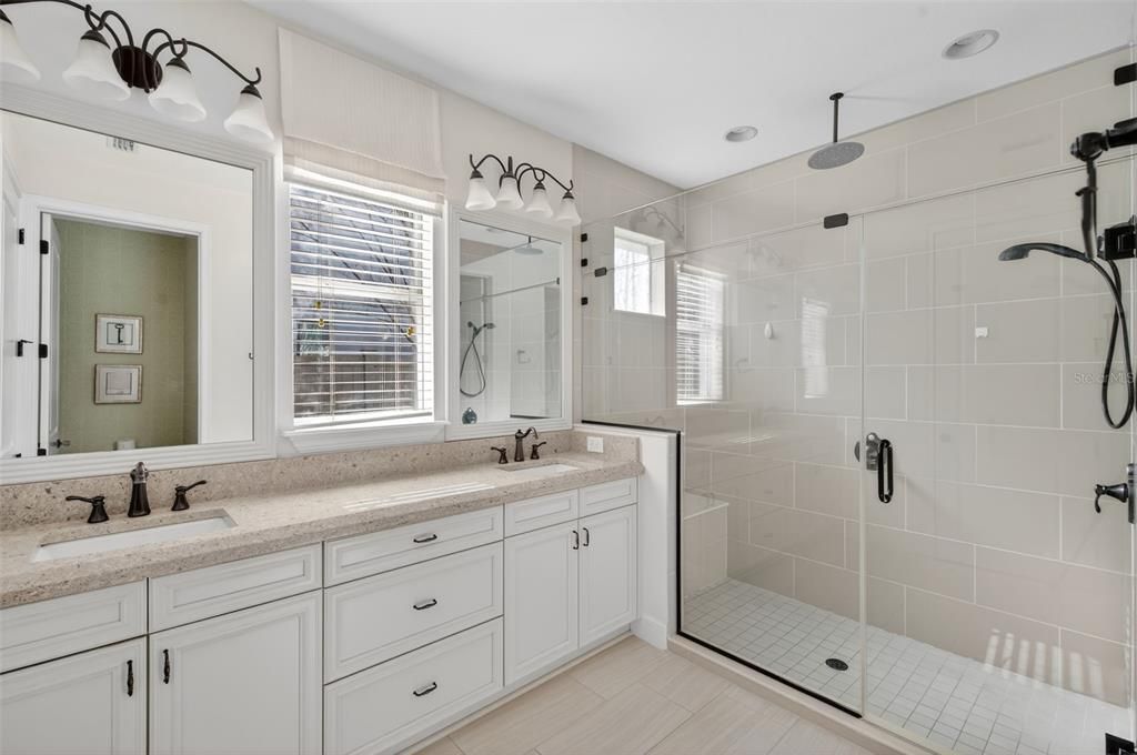 Bathroom, Dual Sink Vanities, Glass Shower, Interior