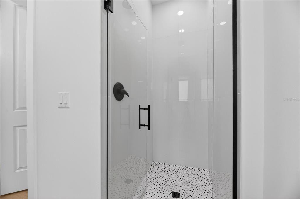 Bathroom, Glass Shower, Interior, Recessed Lighting