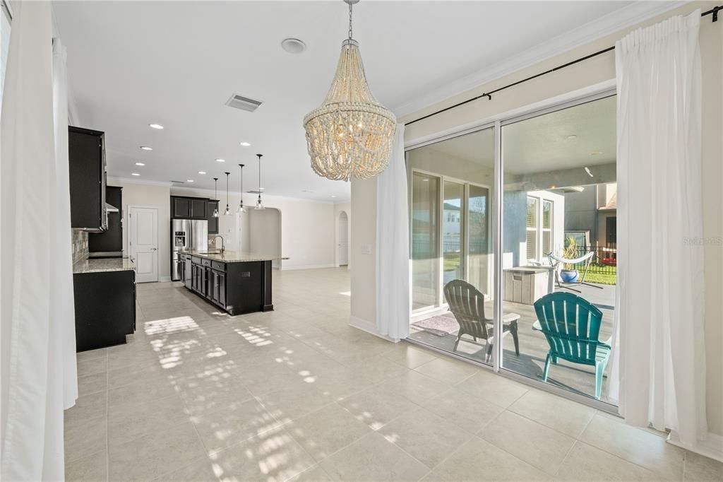 Chandelier, Interior, Kitchen, Pendant Lights, Recessed Lighting, Stainless Steel Appliances