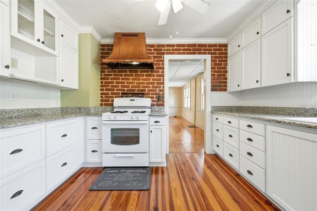 Interior, Kitchen, Stone Walls, Wood Texture Flooring