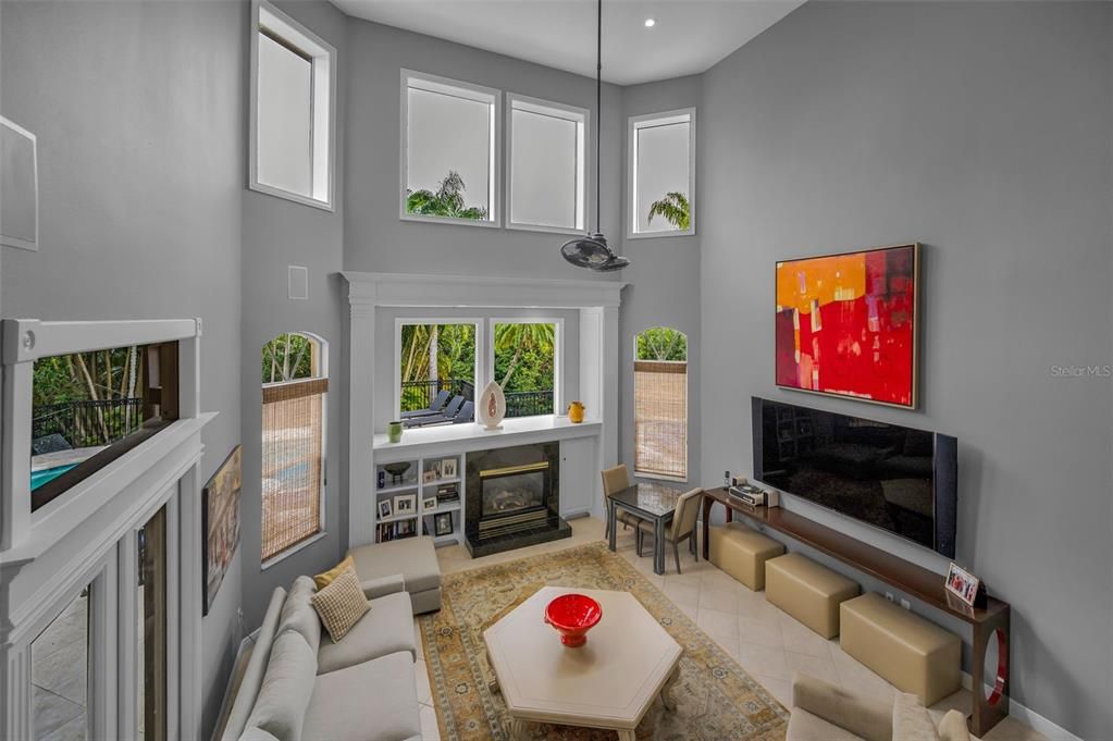 Fireplace, Interior, Living room, Recessed Lighting