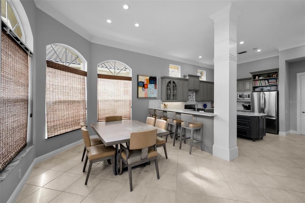 Dining room, Interior, Kitchen, Recessed Lighting, Stainless Steel Appliances