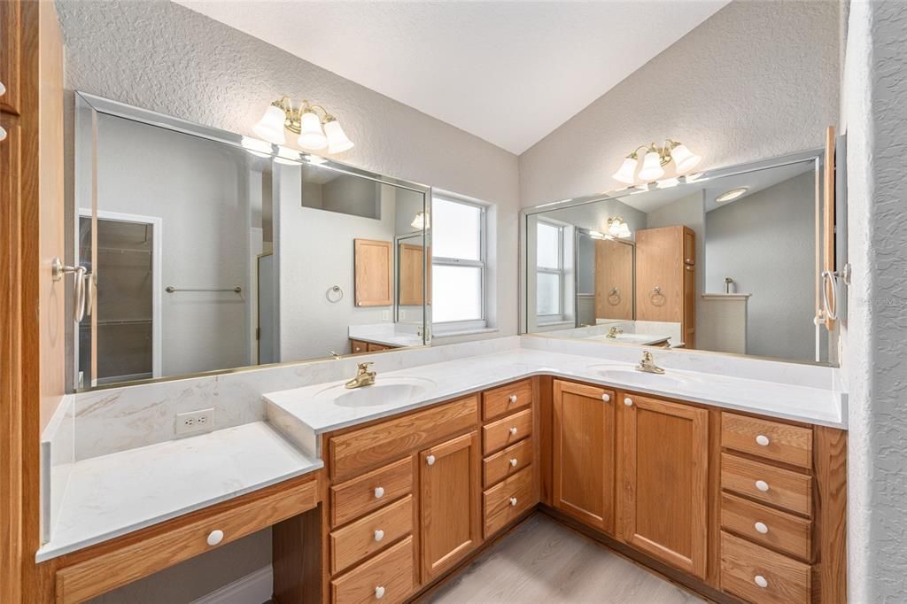 Bathroom, Dual Sink Vanities, Interior, Wood Texture Flooring