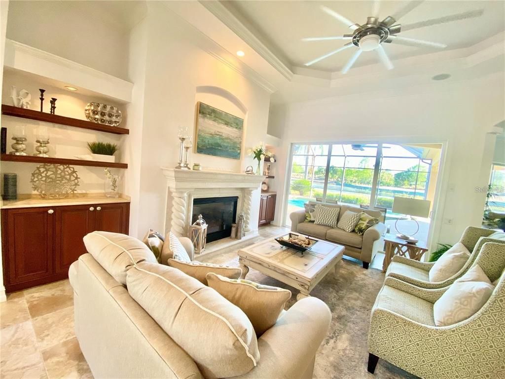 Fireplace, Interior, Living room, Recessed Lighting