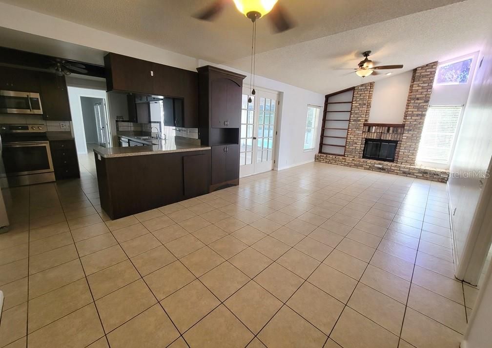 Empty room, Fireplace, Interior, Kitchen, Stone Walls