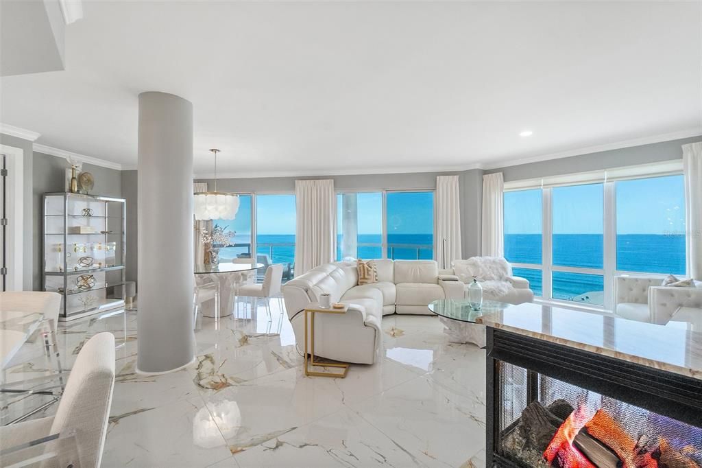 Chandelier, Dining room, Interior, Living room, Marble, Recessed Lighting, Water