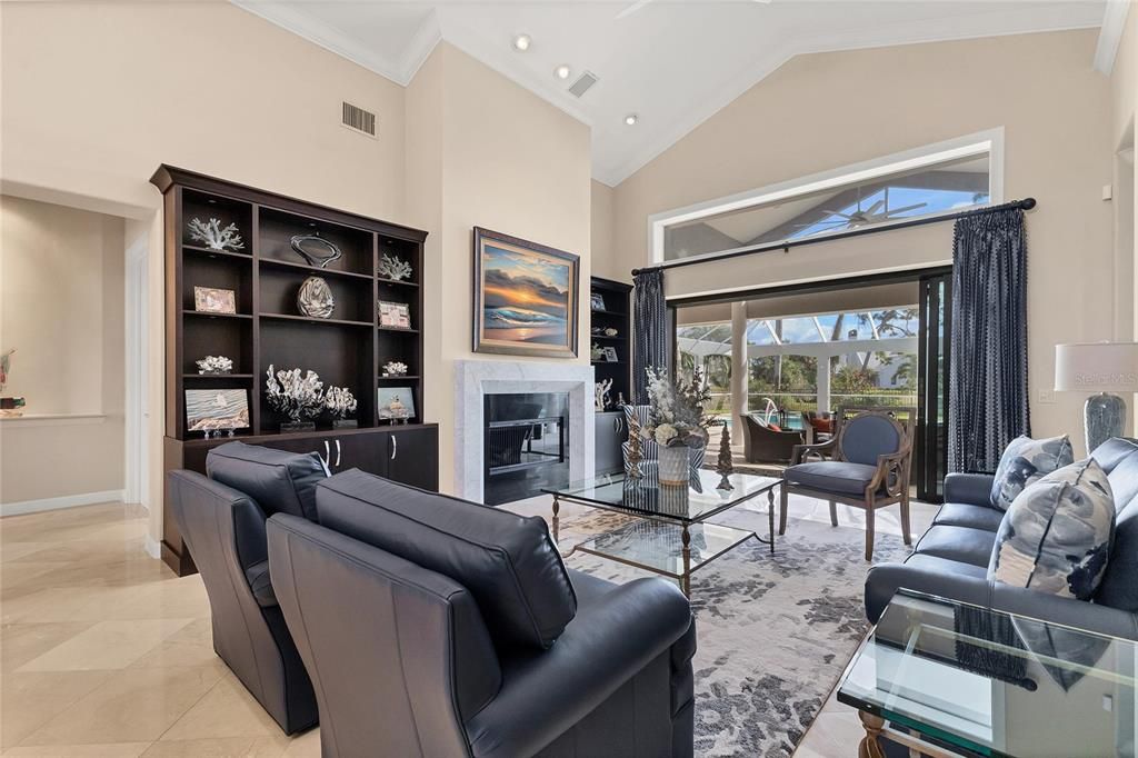 Fireplace, Interior, Living room, Recessed Lighting