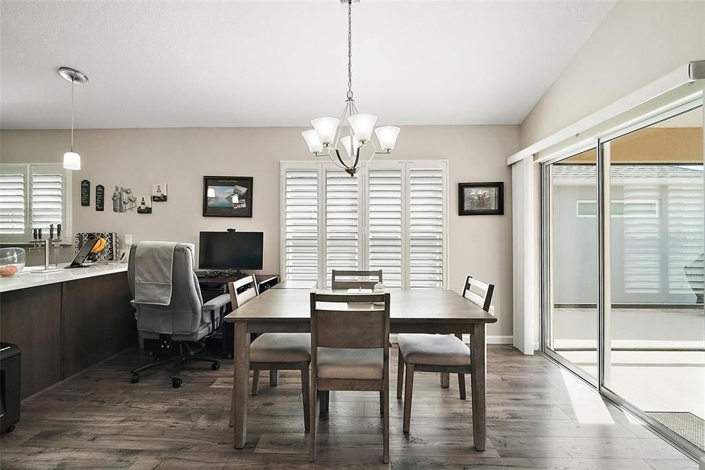 Chandelier, Home Office, Interior, Pendant Lights, Wood Texture Flooring