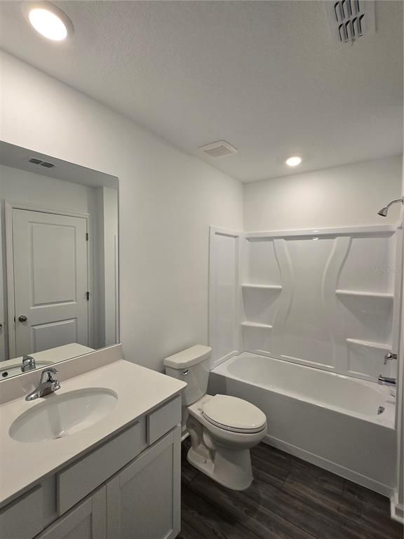 Bathroom, Interior, Recessed Lighting, Wood Texture Flooring